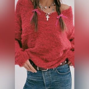 Free People Flurry Jumper Sweater in Red